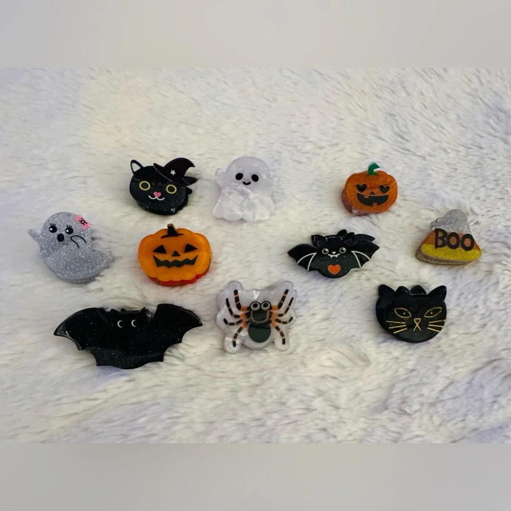 Mini Hair Claw Clip, Glittery Halloween Candy Corn